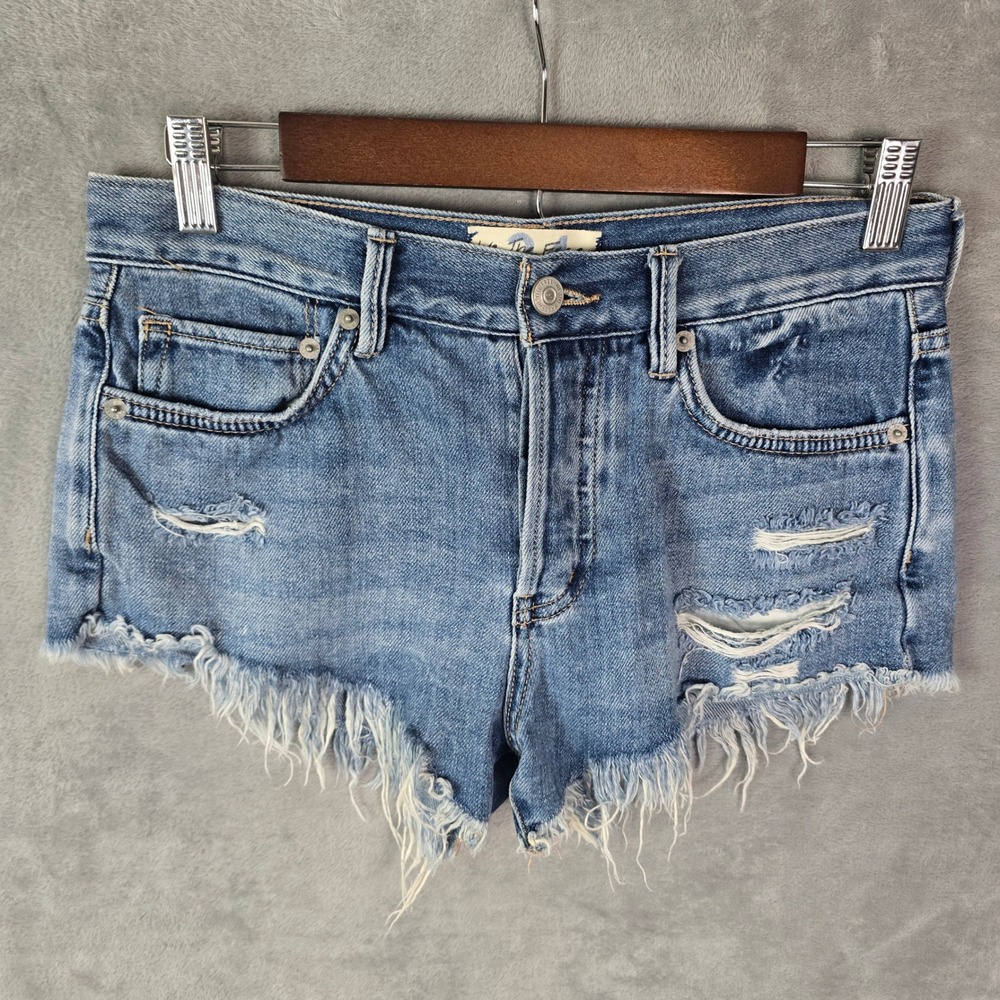 We The Free Free People Distressed Denim Shorts Medium Wash Blue OB1249055 24